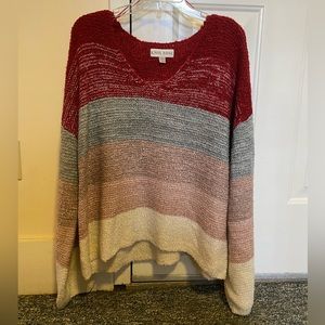 Multi-colored knit sweater.